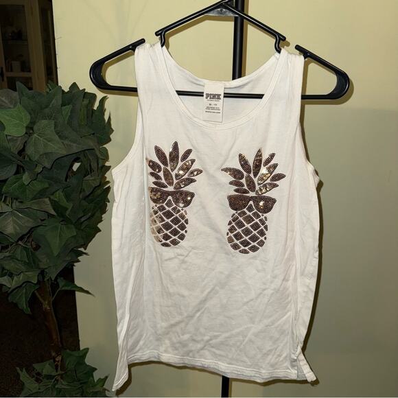 PINK Victoria’s Secret pineapple sequin tank top - Picture 2 of 5